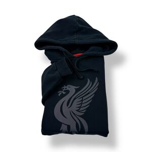 Liverpool FC Mens Black LFC Crest Hoodie Sweatshirt Pullover Size Medium